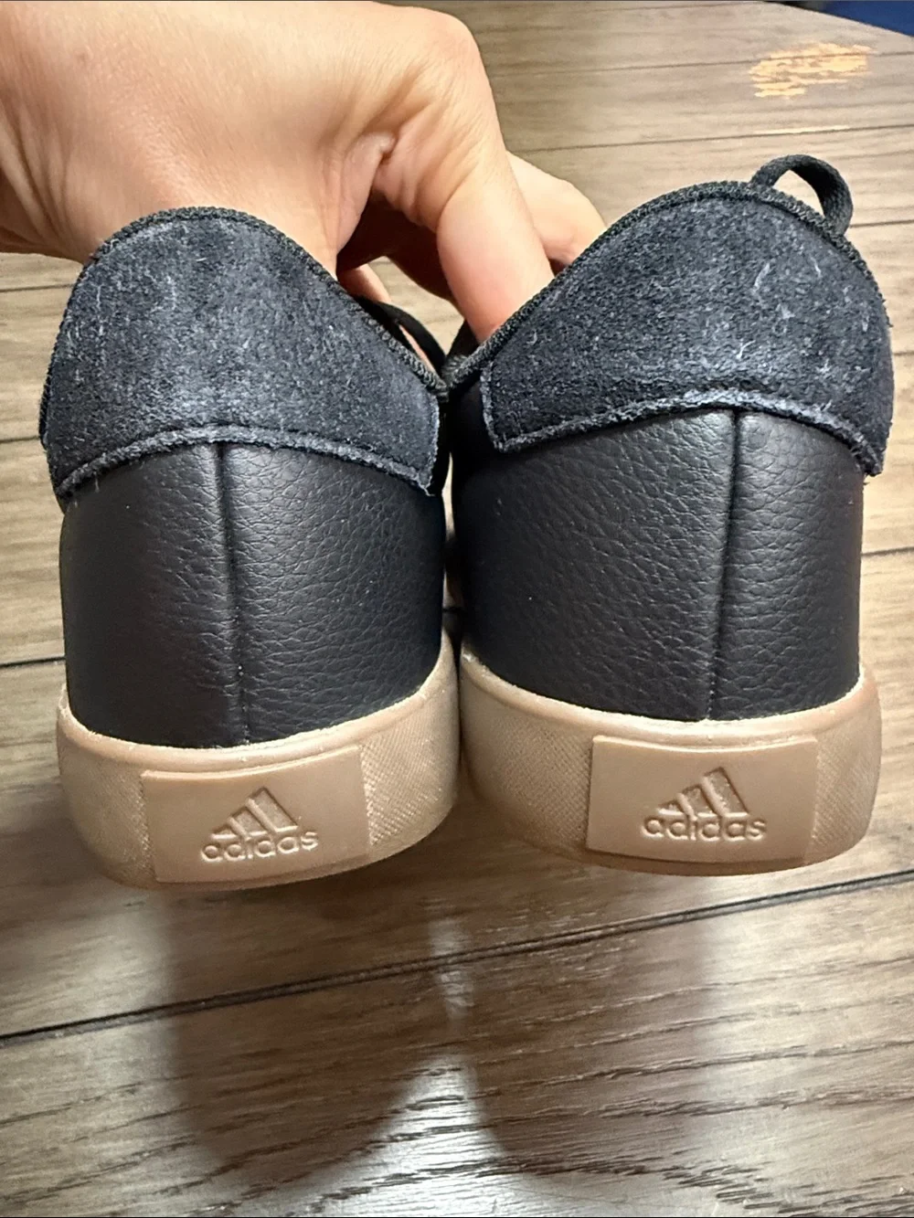 Adidas Big Kids’ VL Court 3.0 Black Lace-Up Sneakers, Youth Size 5